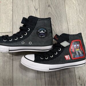 Converse Black and White High-Tops with Graphic Patch